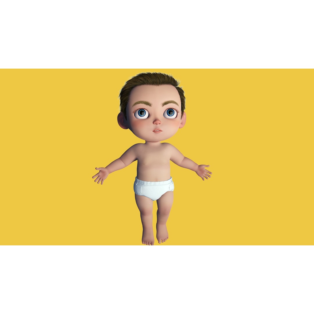 Cartoon Baby 3D Model – Rigged Low Poly Character with 4K Textures - View 19