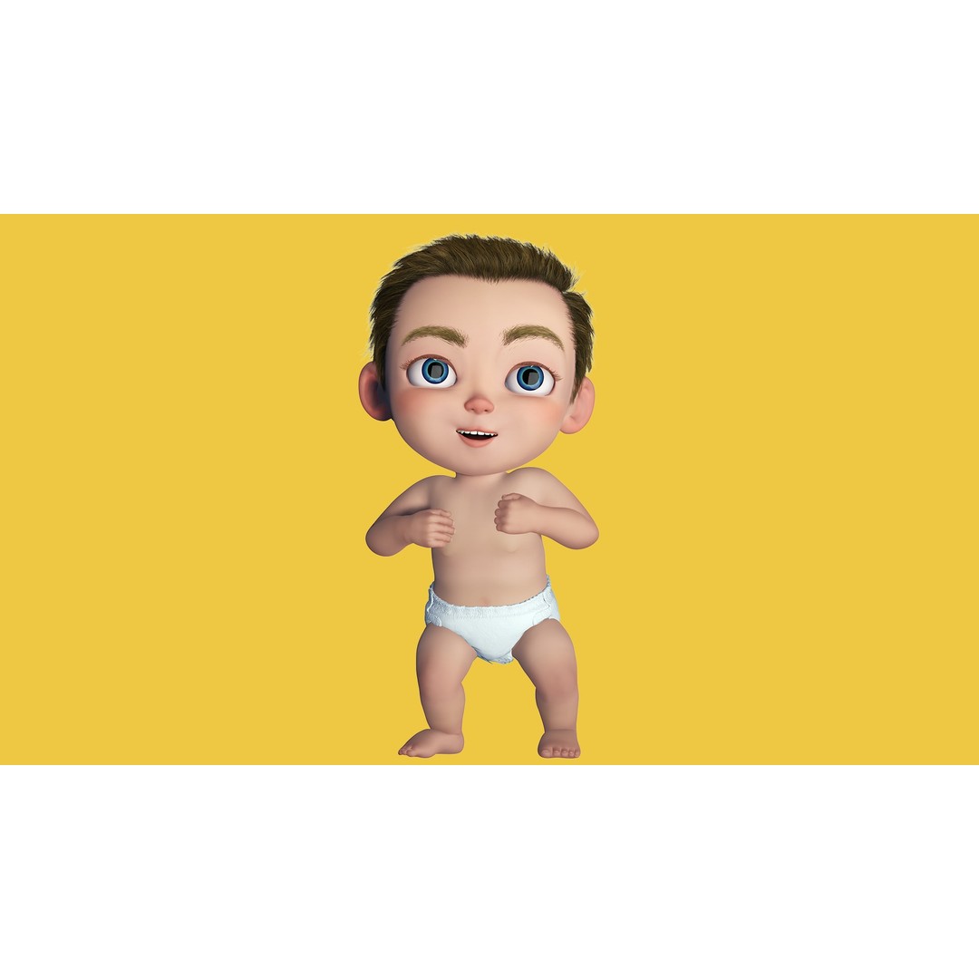 Cartoon Baby 3D Model – Rigged Low Poly Character with 4K Textures - View 20