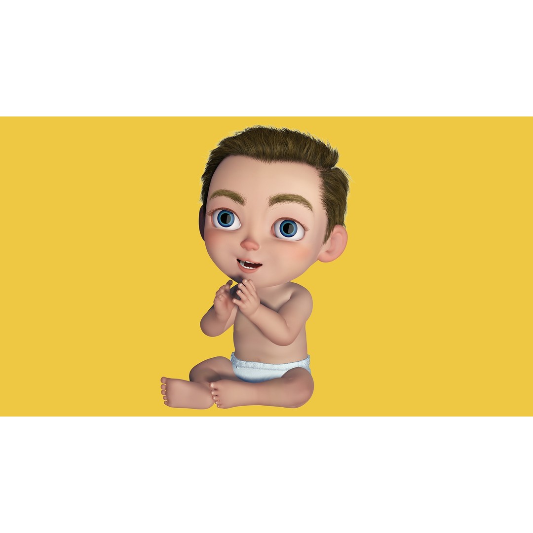 Cartoon Baby 3D Model – Rigged Low Poly Character with 4K Textures - View 21