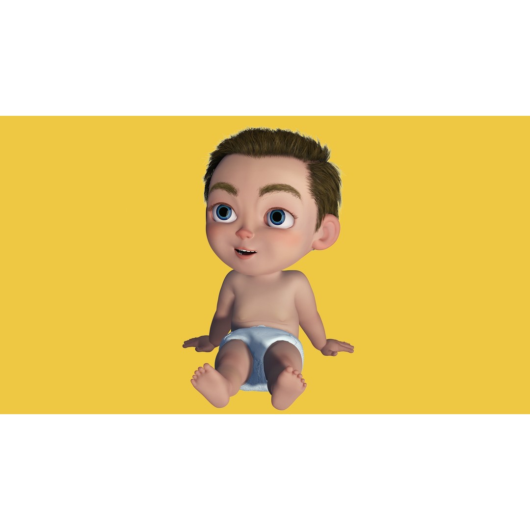 Cartoon Baby 3D Model – Rigged Low Poly Character with 4K Textures - View 22