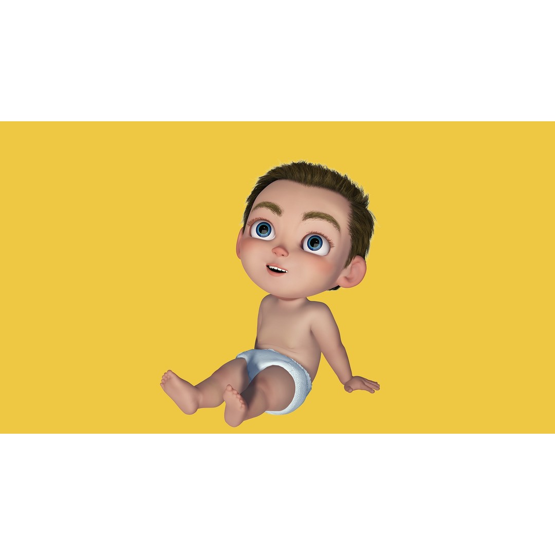 Cartoon Baby 3D Model – Rigged Low Poly Character with 4K Textures - View 23