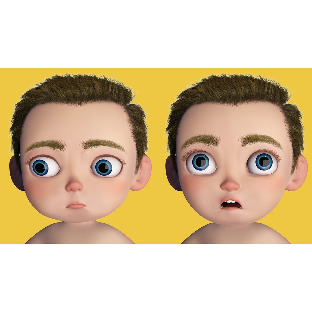 Cartoon Baby 3D Model – Rigged Low Poly Character with 4K Textures - View 3