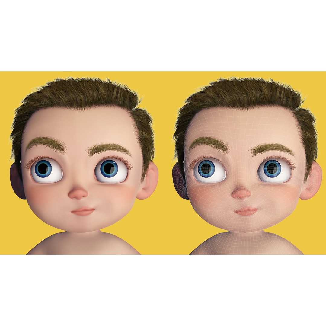Cartoon Baby 3D Model – Rigged Low Poly Character with 4K Textures - View 4