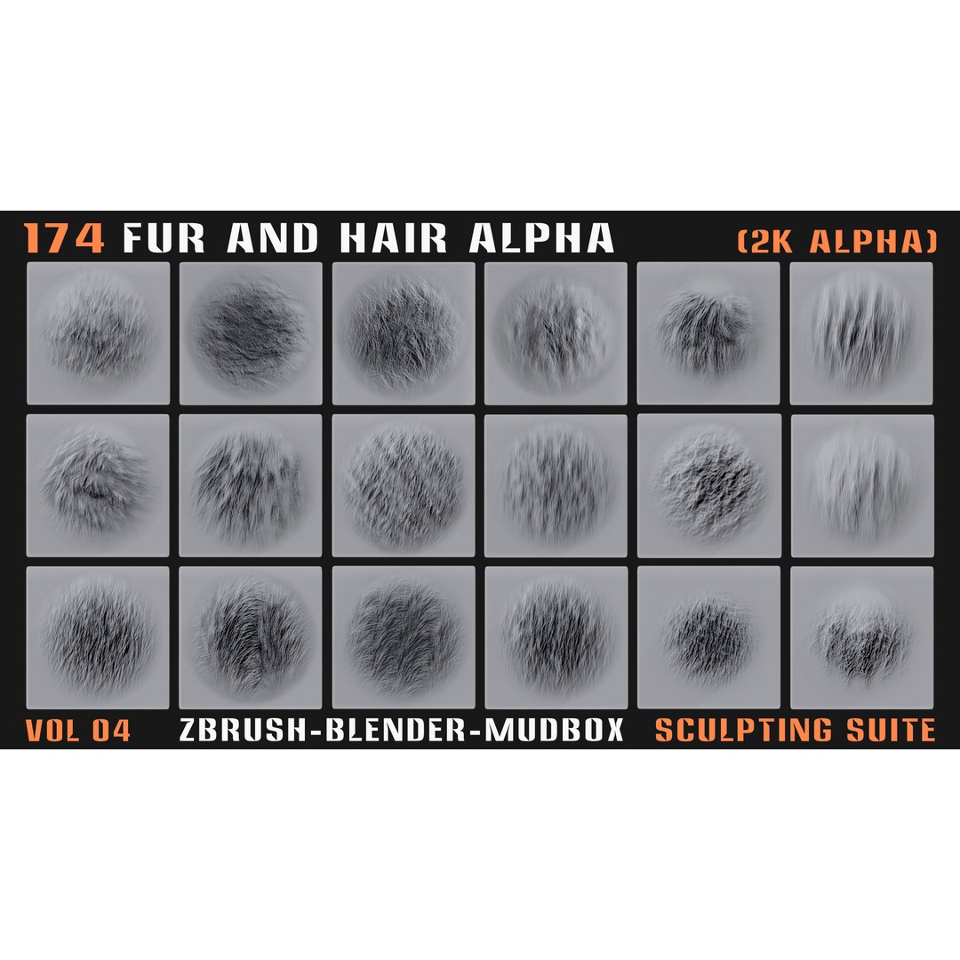 Animal Fur and Hair Alphas 3D Model – 174 Intricate Textures, PNG - View 10