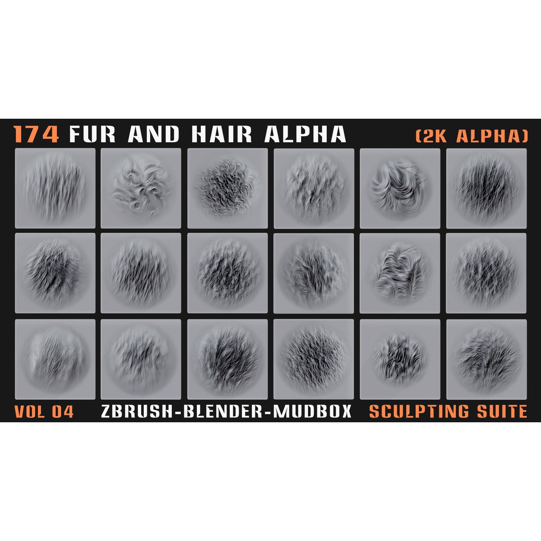 Animal Fur and Hair Alphas 3D Model – 174 Intricate Textures, PNG - View 11