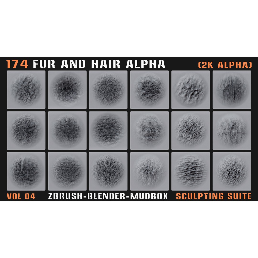 Animal Fur and Hair Alphas 3D Model – 174 Intricate Textures, PNG - View 12