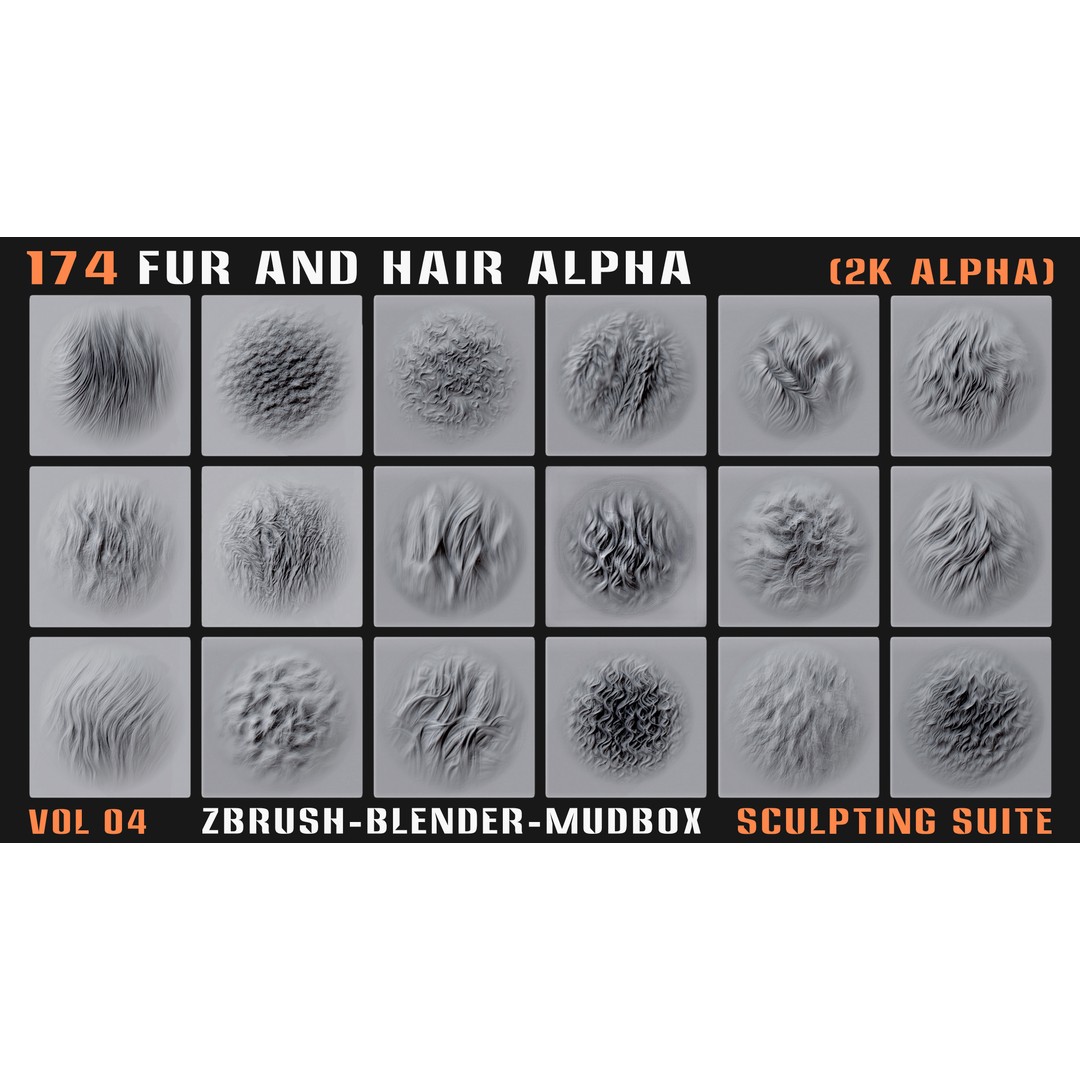 Animal Fur and Hair Alphas 3D Model – 174 Intricate Textures, PNG - View 3