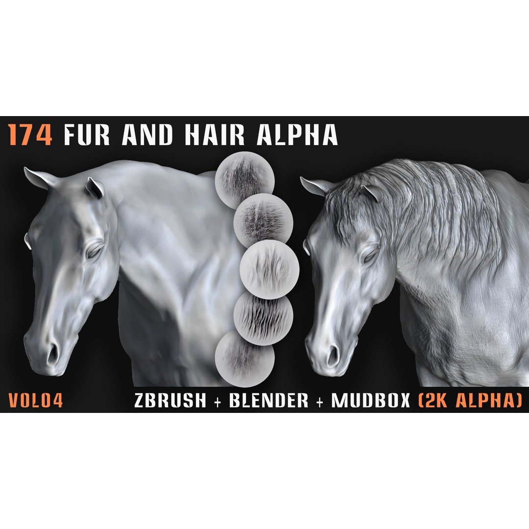 Animal Fur and Hair Alphas 3D Model – 174 Intricate Textures, PNG - View 4