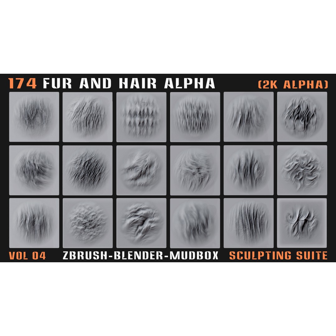 Animal Fur and Hair Alphas 3D Model – 174 Intricate Textures, PNG - View 5
