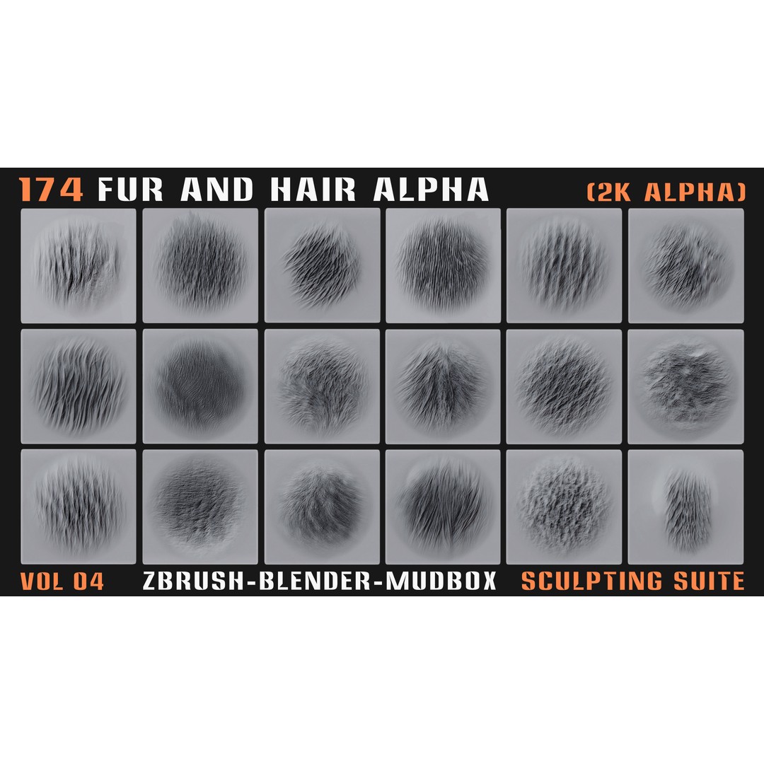 Animal Fur and Hair Alphas 3D Model – 174 Intricate Textures, PNG - View 6