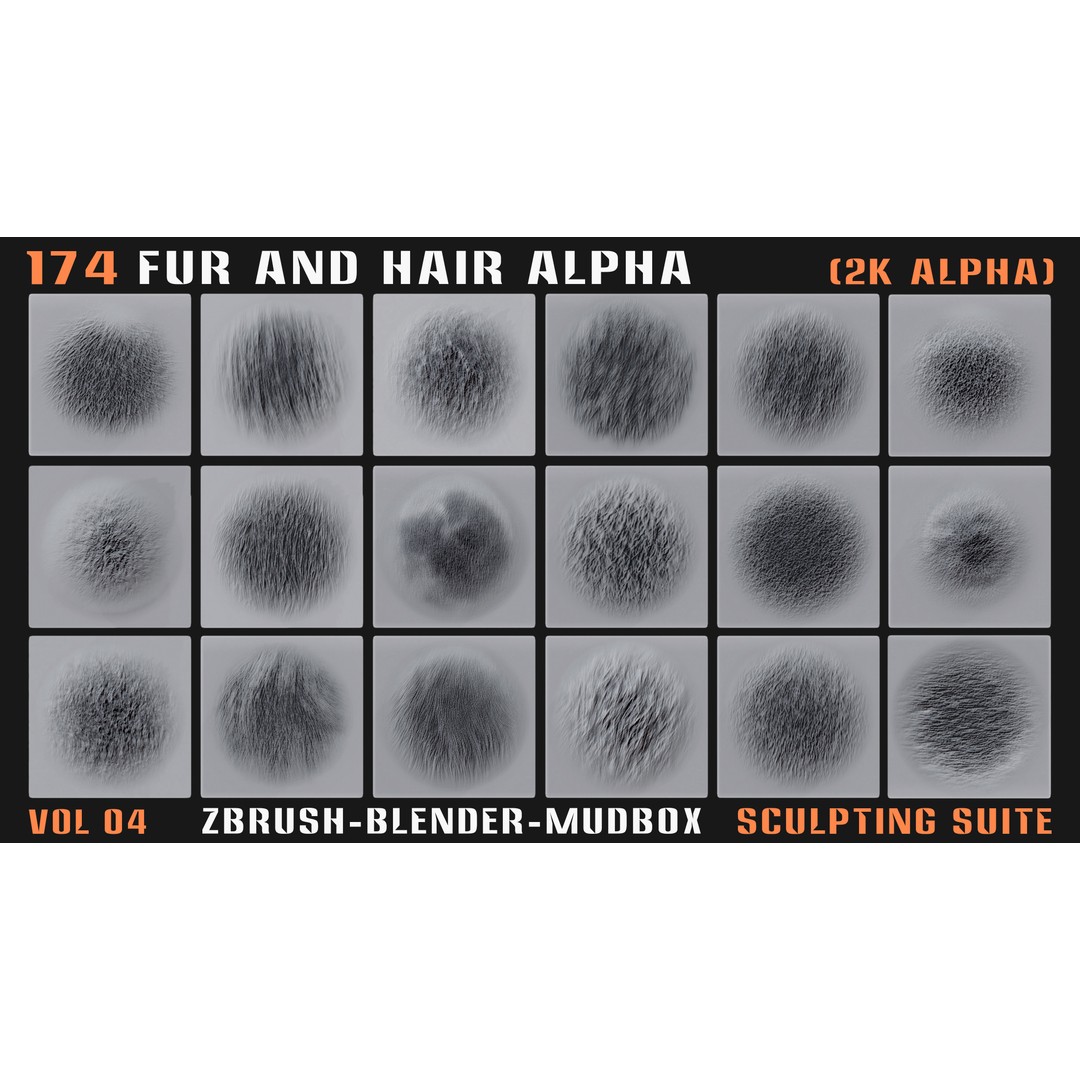 Animal Fur and Hair Alphas 3D Model – 174 Intricate Textures, PNG - View 7