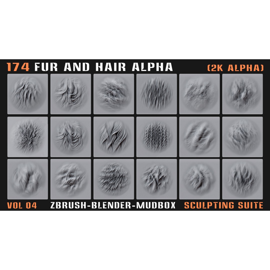Animal Fur and Hair Alphas 3D Model – 174 Intricate Textures, PNG - View 8