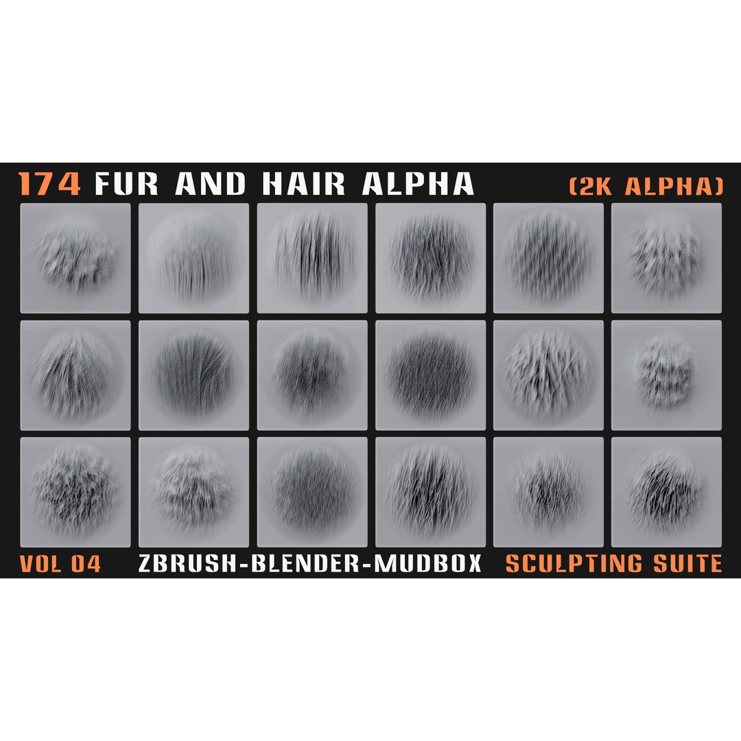 Animal Fur and Hair Alphas 3D Model – 174 Intricate Textures, PNG - View 9