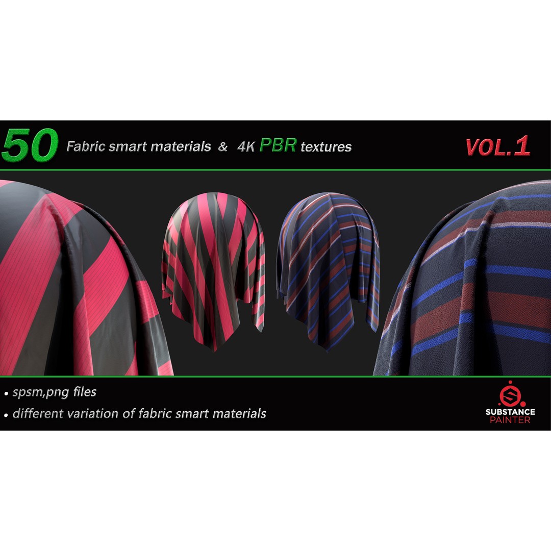 50 High-Quality Fabric Smart Materials – 2K/4K PBR Textures for Substance Painter - View 10
