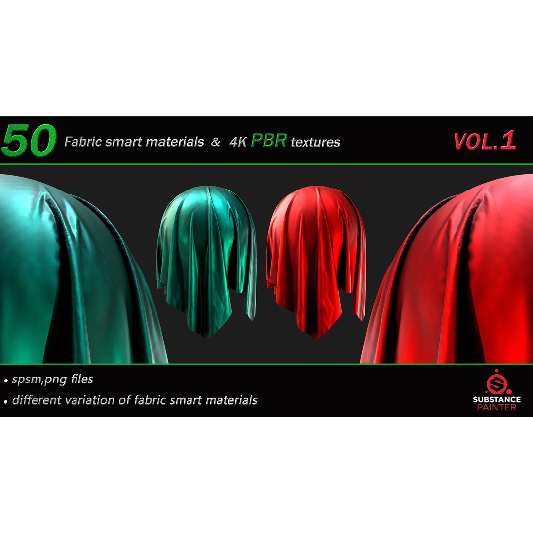 50 High-Quality Fabric Smart Materials – 2K/4K PBR Textures for Substance Painter - View 11