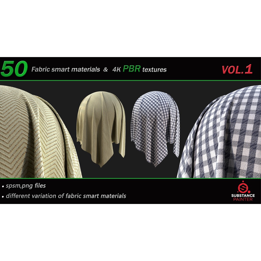 50 High-Quality Fabric Smart Materials – 2K/4K PBR Textures for Substance Painter - View 12