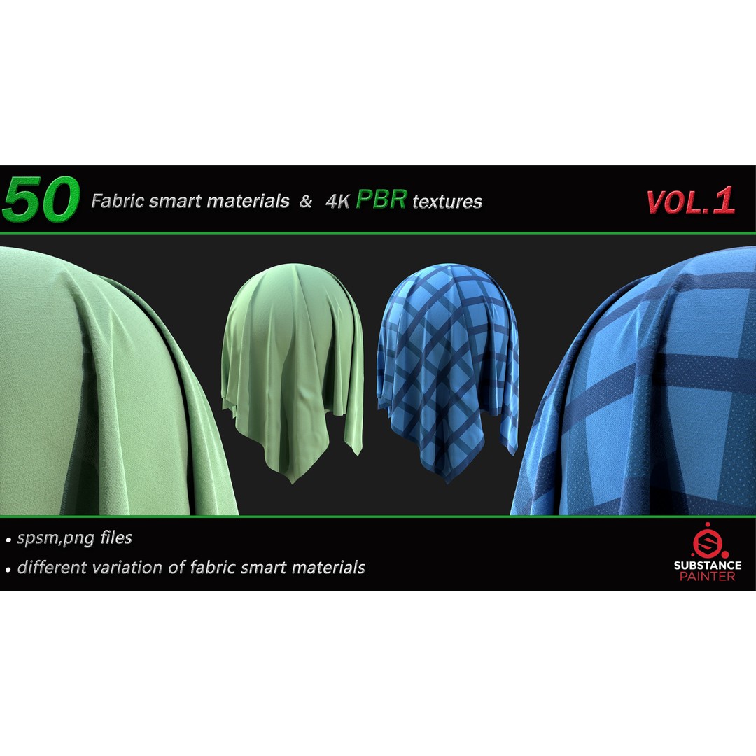50 High-Quality Fabric Smart Materials – 2K/4K PBR Textures for Substance Painter - View 13