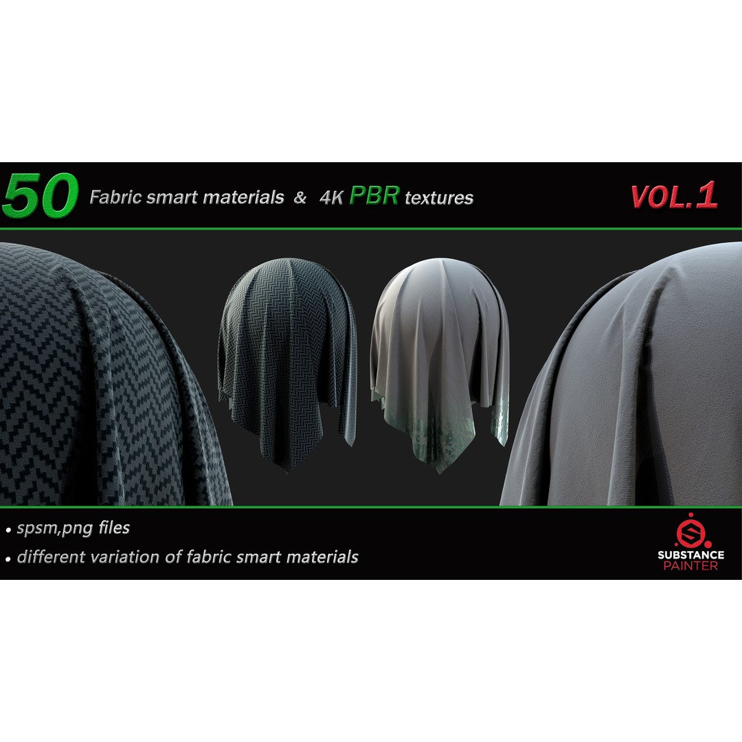 50 High-Quality Fabric Smart Materials – 2K/4K PBR Textures for Substance Painter - View 14