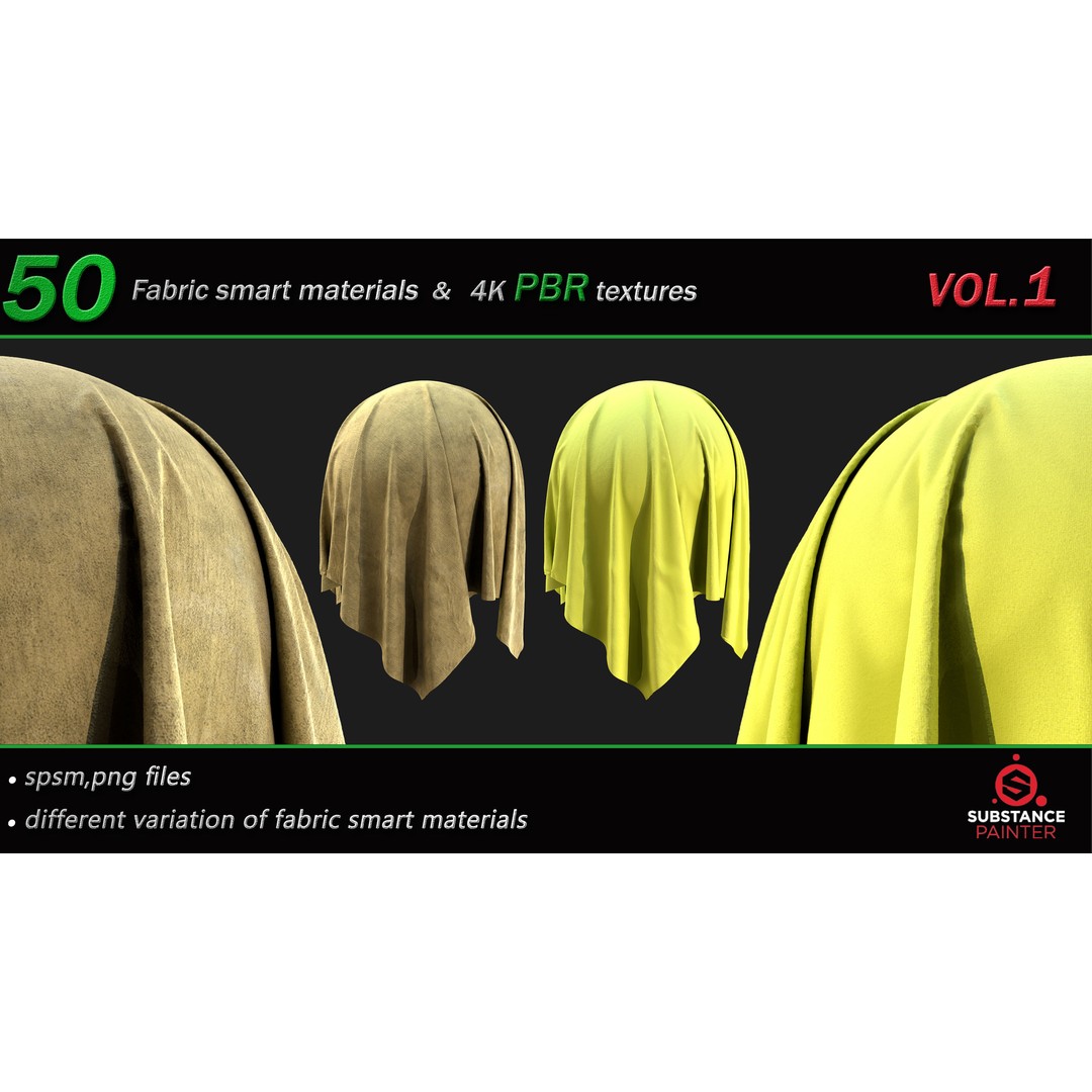 50 High-Quality Fabric Smart Materials – 2K/4K PBR Textures for Substance Painter - View 15