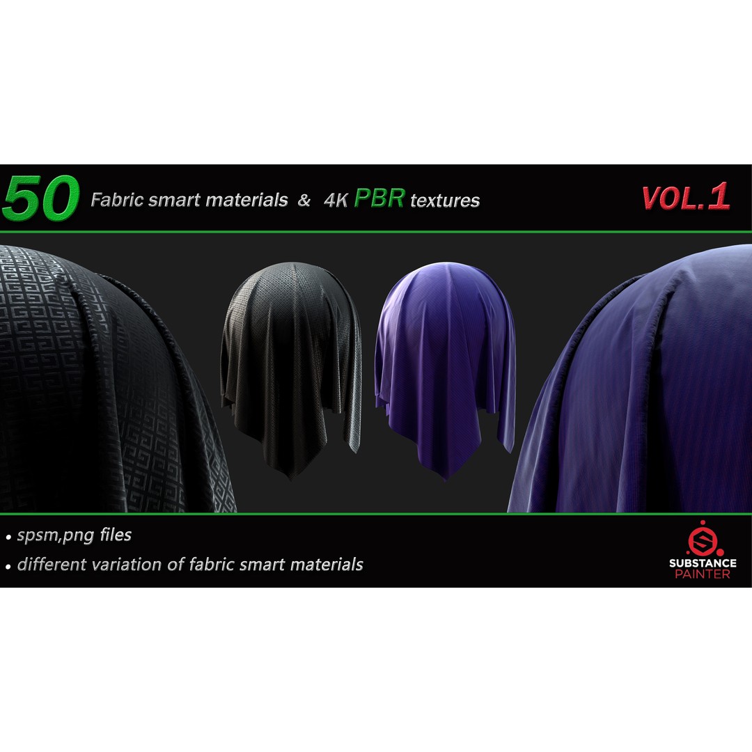 50 High-Quality Fabric Smart Materials – 2K/4K PBR Textures for Substance Painter - View 19