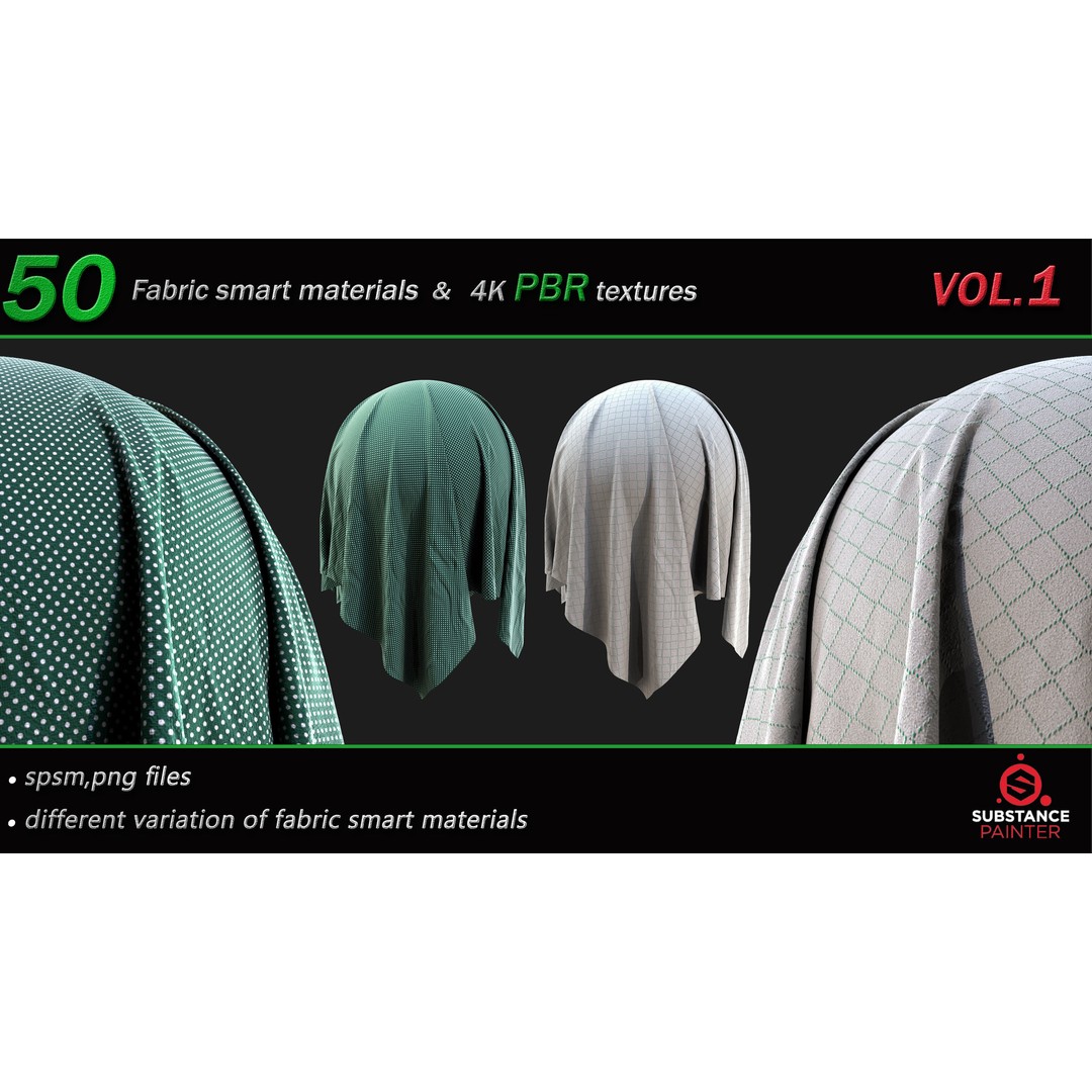 50 High-Quality Fabric Smart Materials – 2K/4K PBR Textures for Substance Painter - View 20
