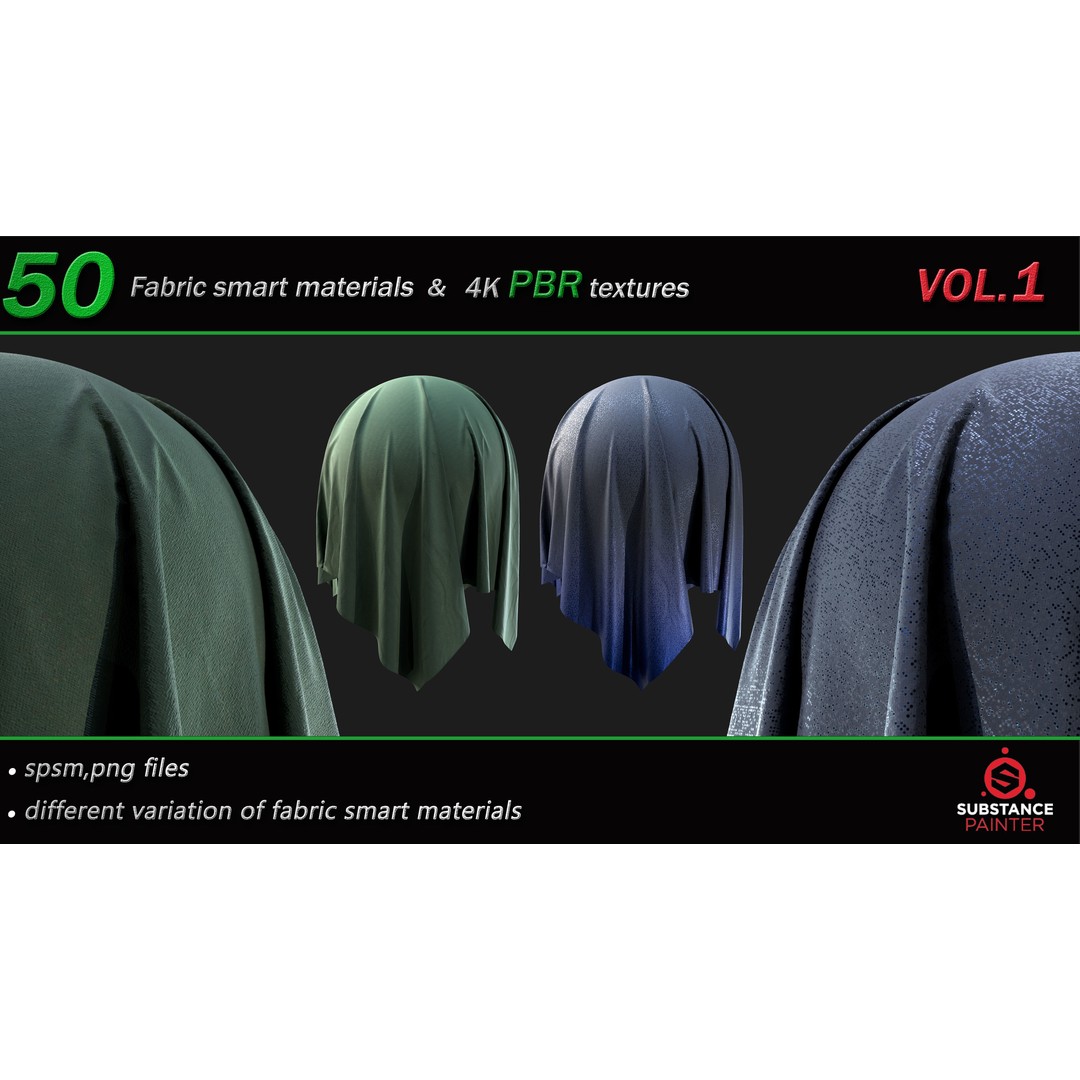 50 High-Quality Fabric Smart Materials – 2K/4K PBR Textures for Substance Painter - View 21