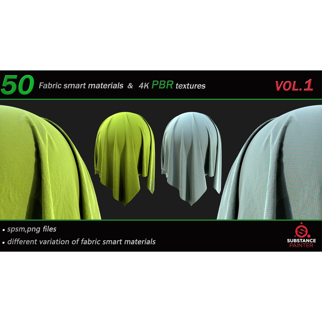 50 High-Quality Fabric Smart Materials – 2K/4K PBR Textures for Substance Painter - View 22
