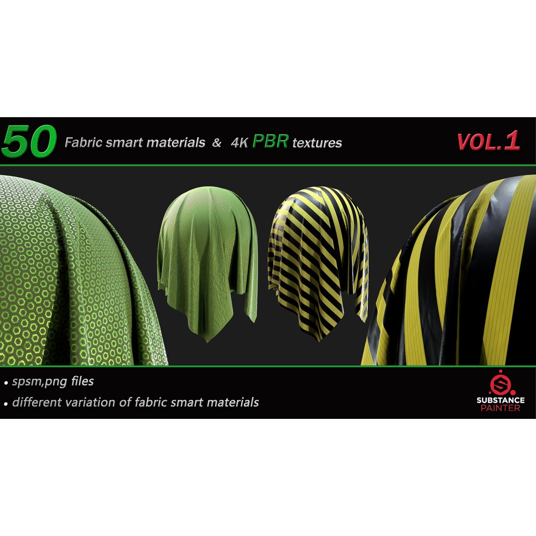 50 High-Quality Fabric Smart Materials – 2K/4K PBR Textures for Substance Painter - View 23