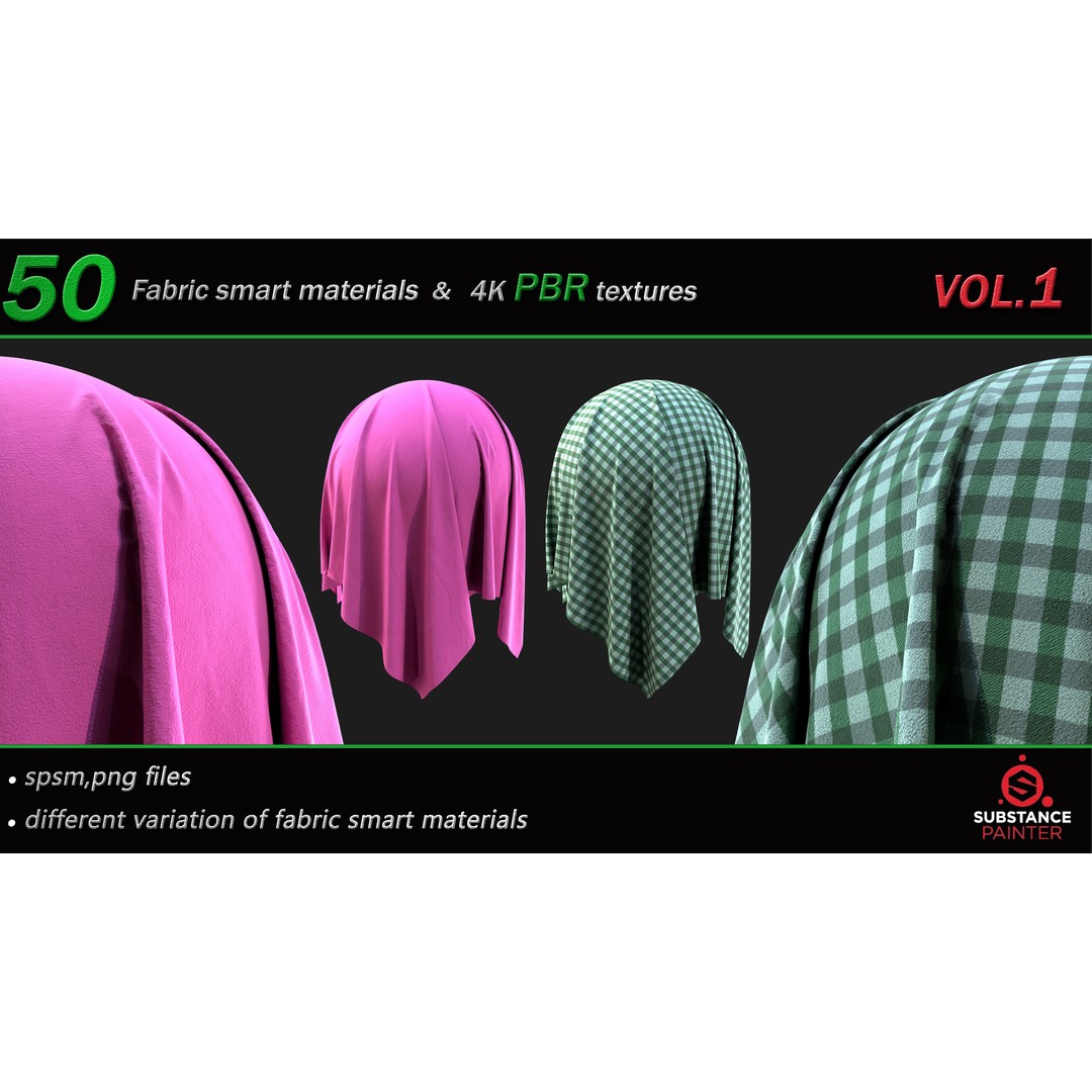 50 High-Quality Fabric Smart Materials – 2K/4K PBR Textures for Substance Painter - View 24