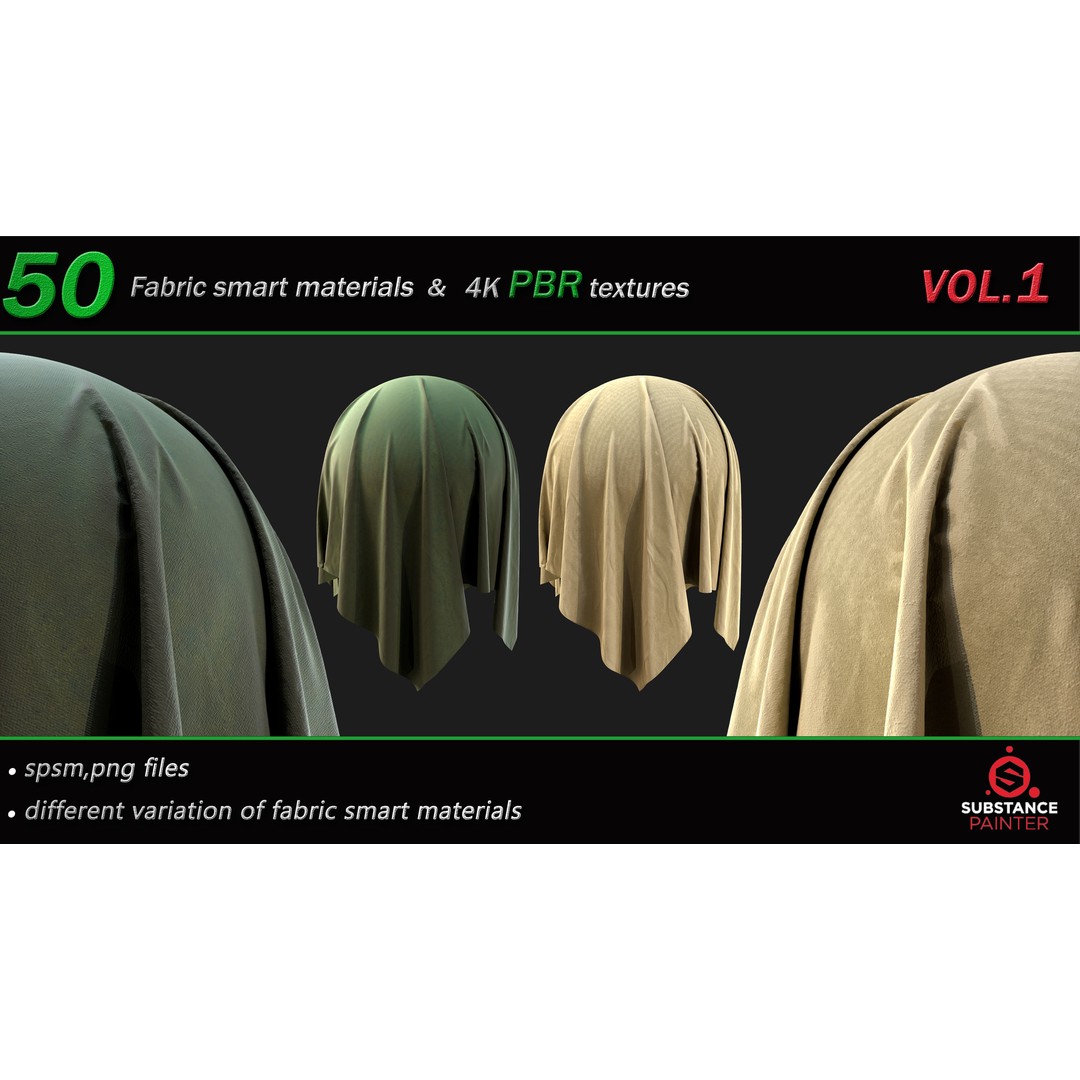 50 High-Quality Fabric Smart Materials – 2K/4K PBR Textures for Substance Painter - View 25