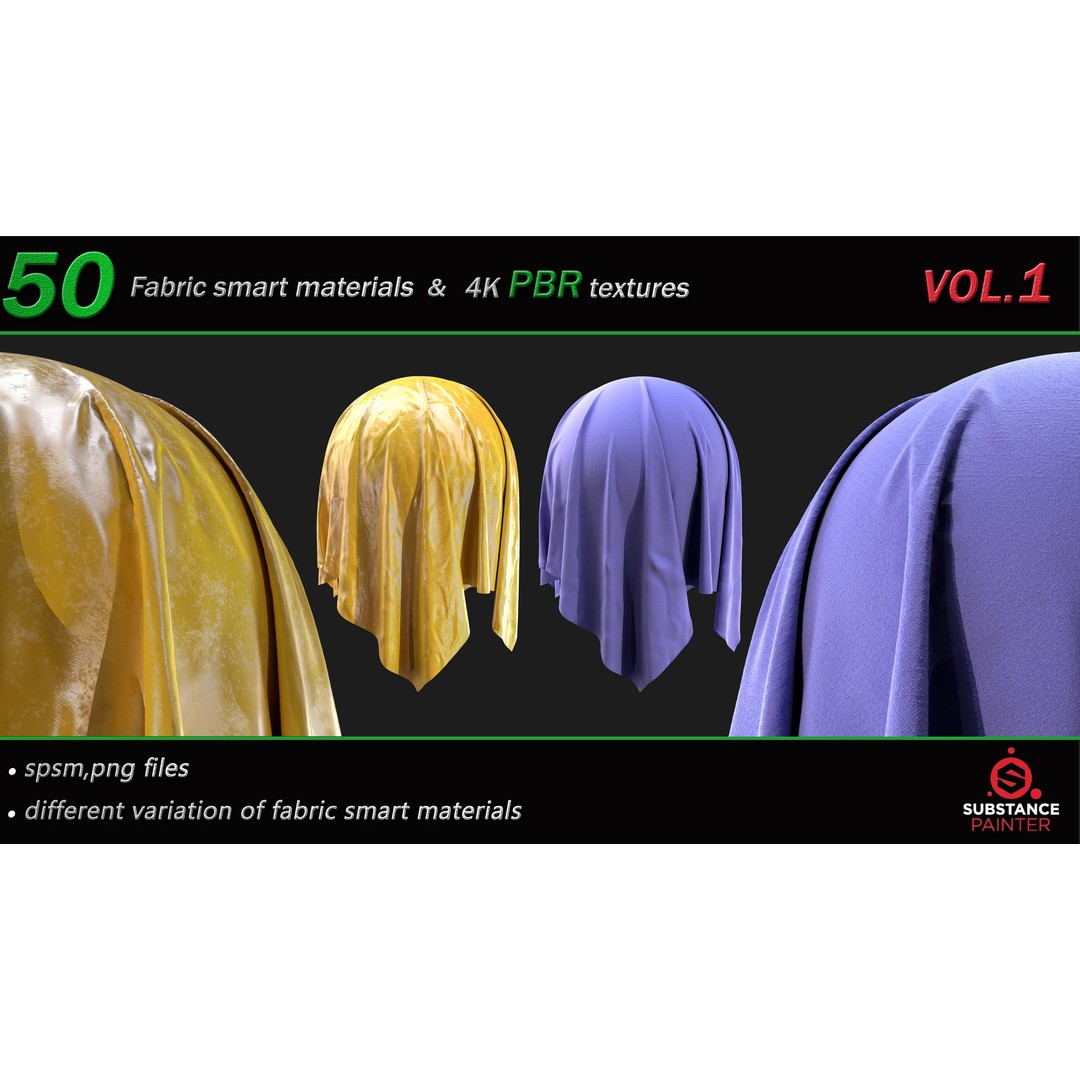 50 High-Quality Fabric Smart Materials – 2K/4K PBR Textures for Substance Painter - View 26