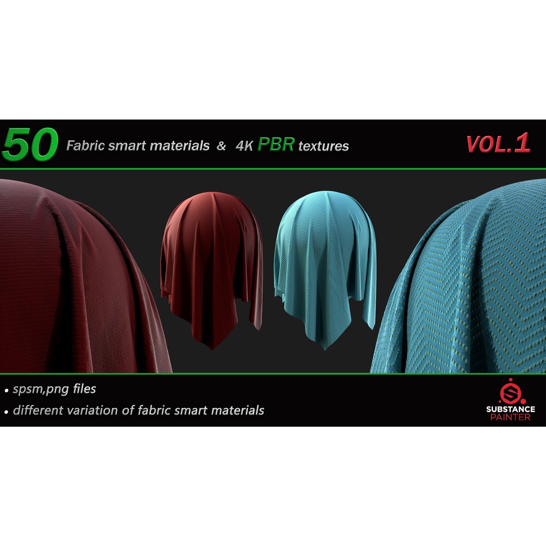 50 High-Quality Fabric Smart Materials – 2K/4K PBR Textures for Substance Painter - View 27
