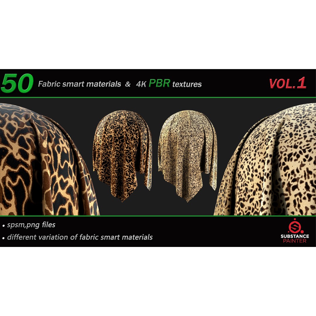 50 High-Quality Fabric Smart Materials – 2K/4K PBR Textures for Substance Painter - View 6