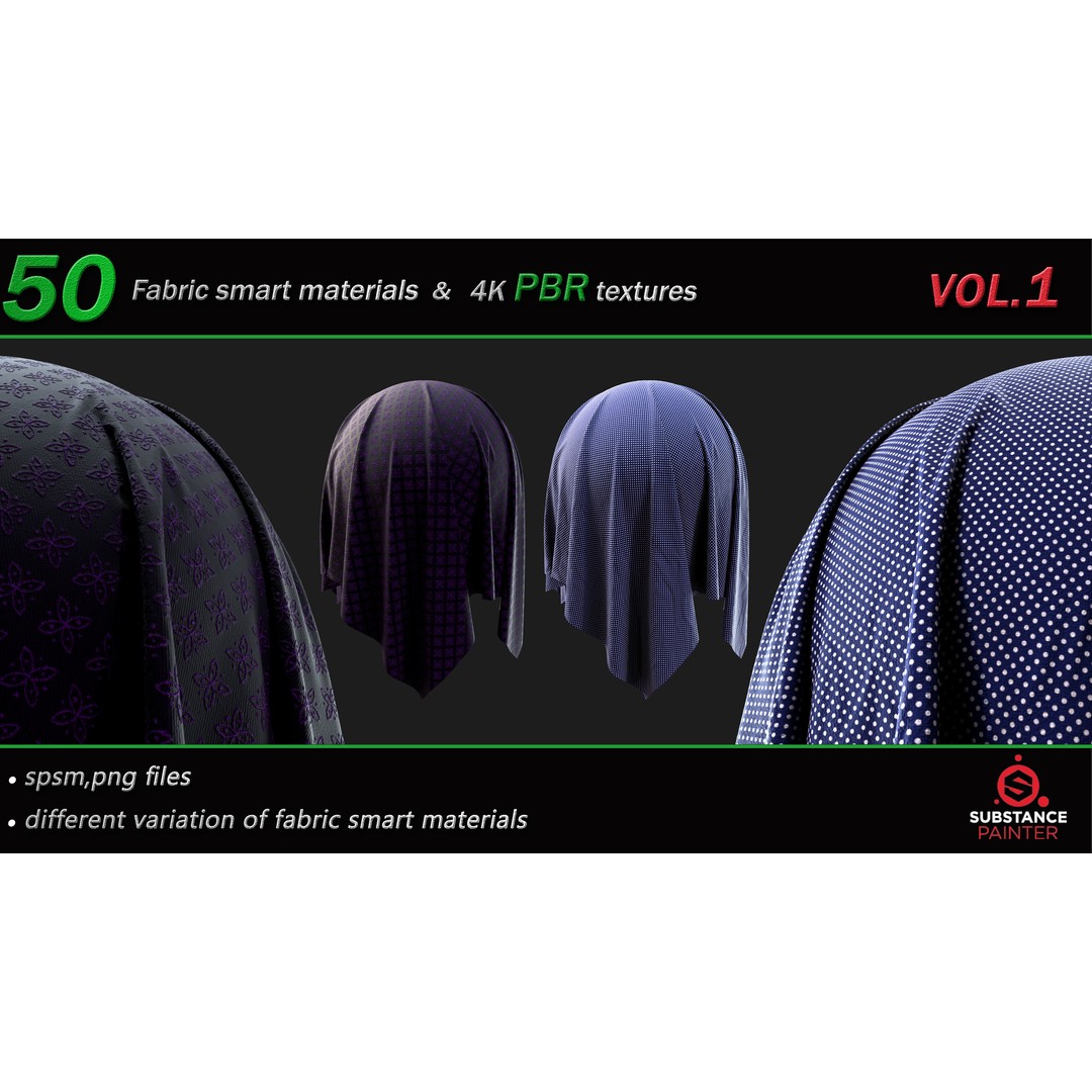 50 High-Quality Fabric Smart Materials – 2K/4K PBR Textures for Substance Painter - View 7