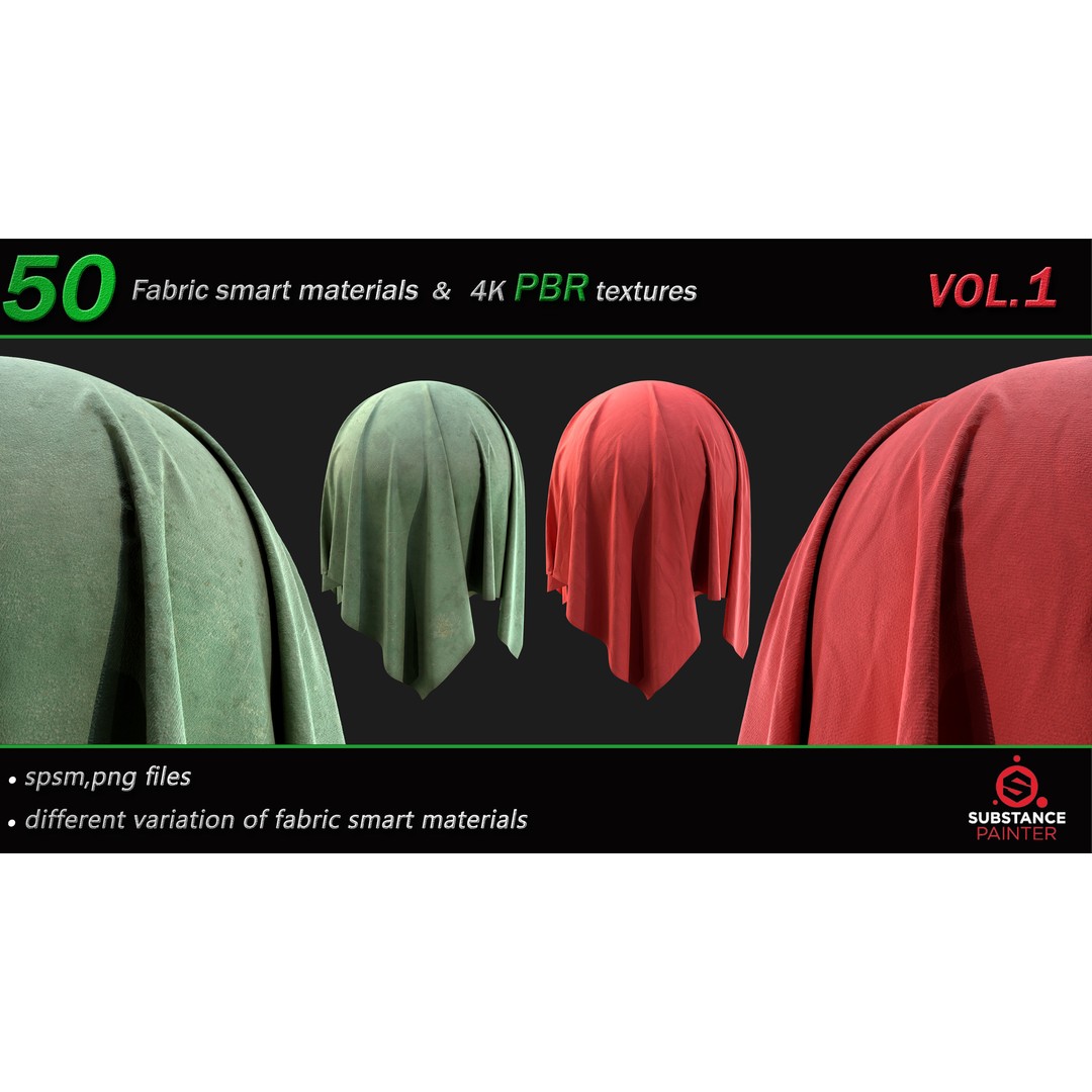50 High-Quality Fabric Smart Materials – 2K/4K PBR Textures for Substance Painter - View 8