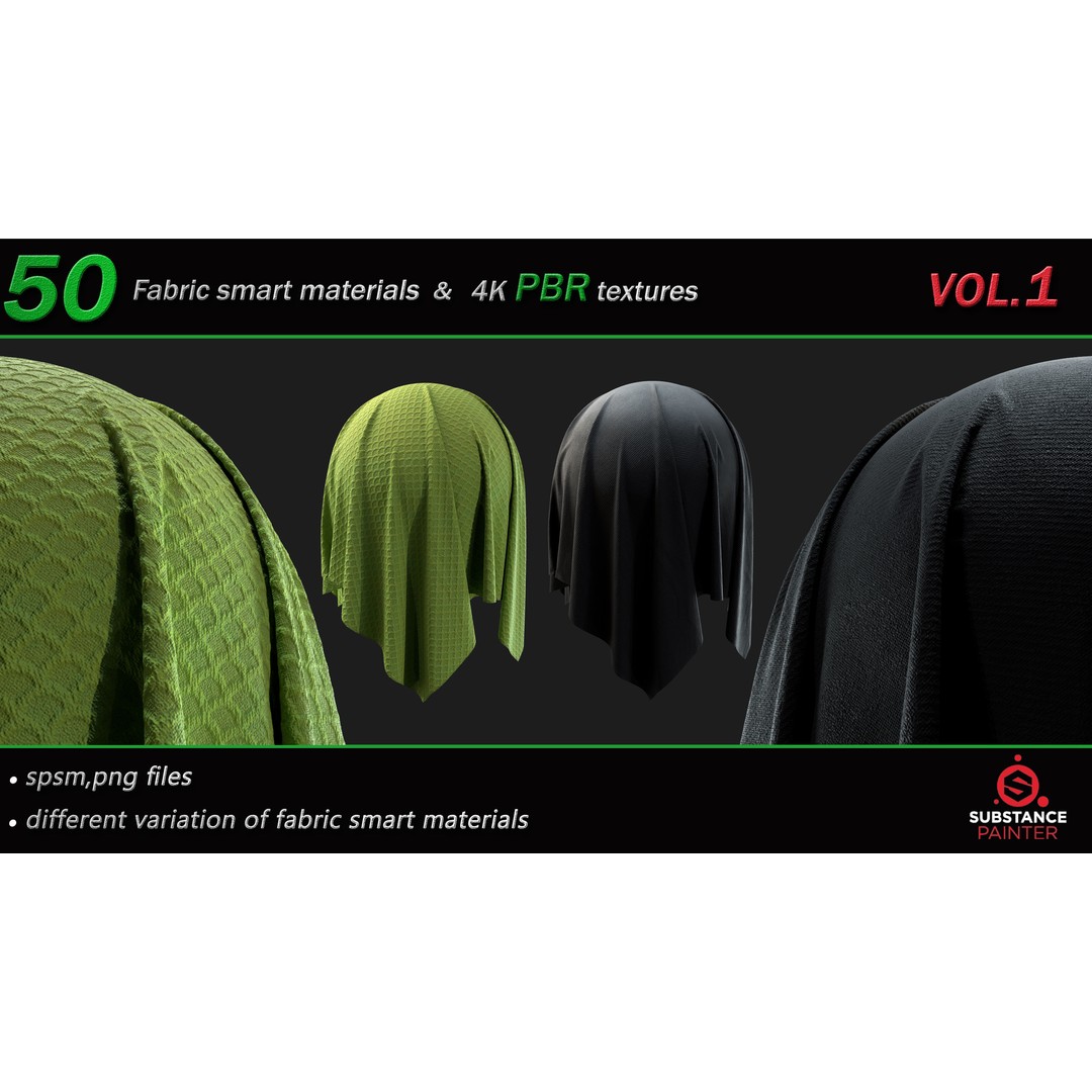 50 High-Quality Fabric Smart Materials – 2K/4K PBR Textures for Substance Painter - View 9