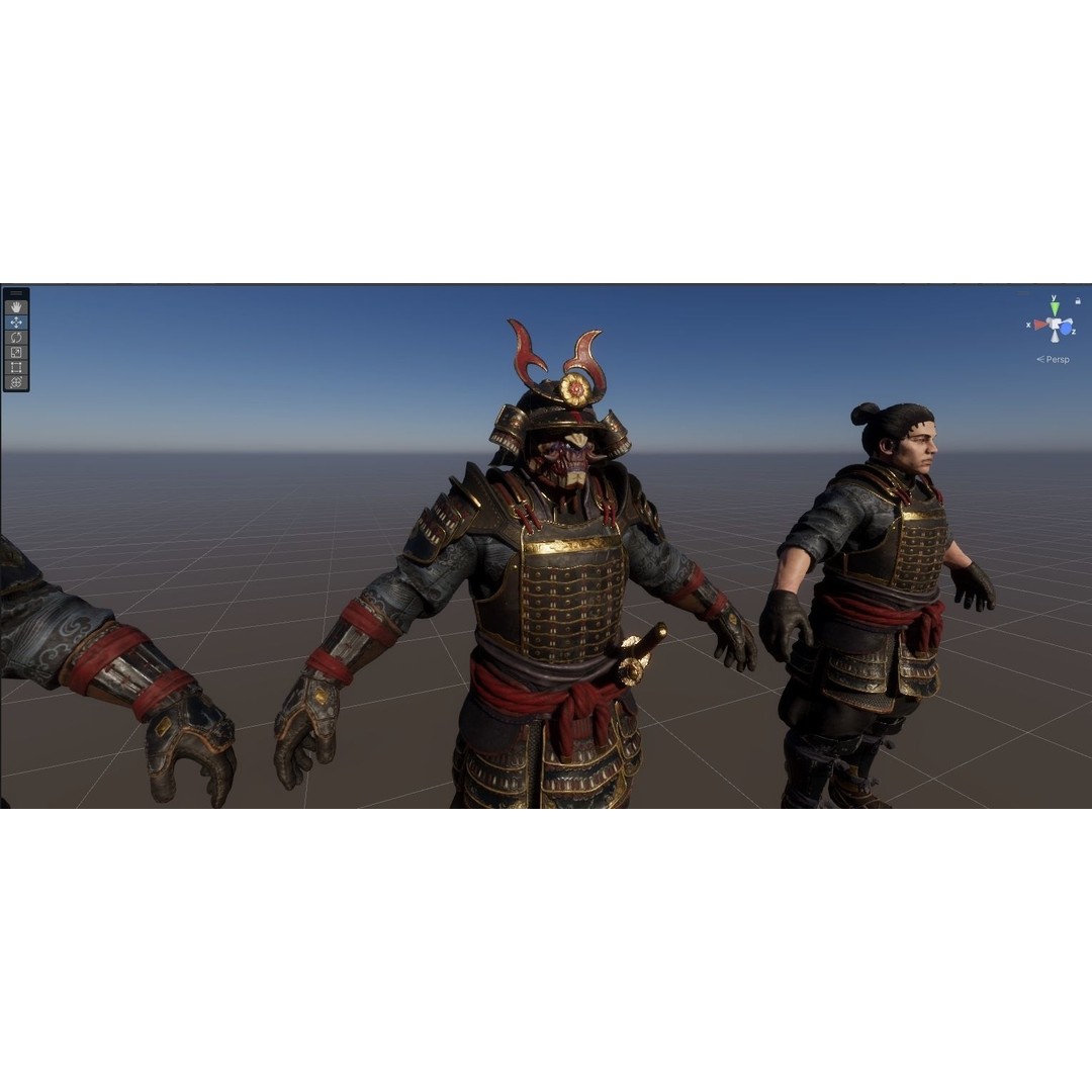 Samurai Ichiro 3D Model – Low Poly Character with Customizable Features, FBX
