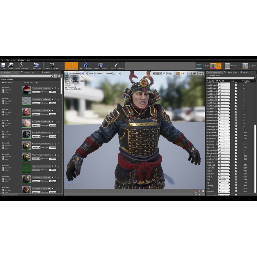 Samurai Ichiro 3D Model – Low Poly Character with Customizable Features, FBX - View 13