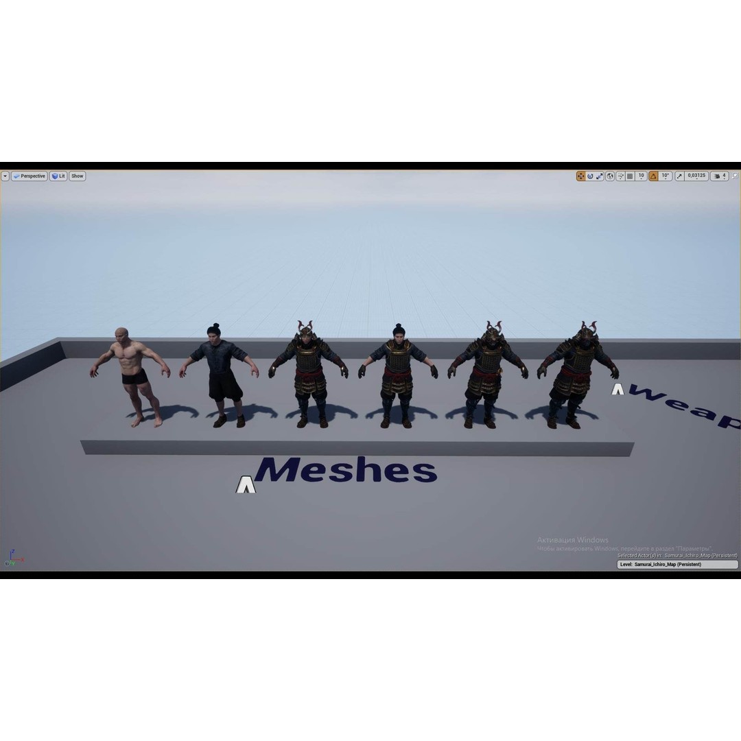 Samurai Ichiro 3D Model – Low Poly Character with Customizable Features, FBX - View 15