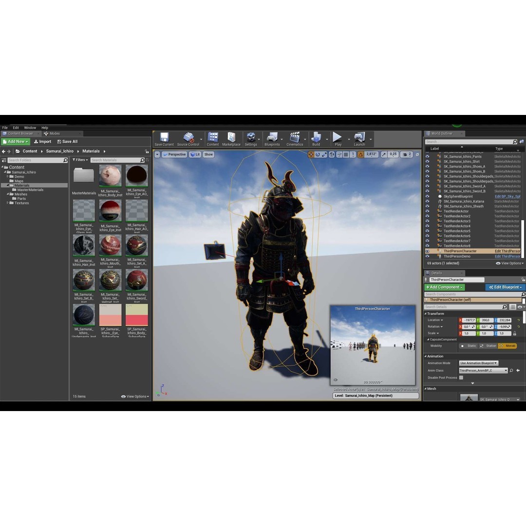 Samurai Ichiro 3D Model – Low Poly Character with Customizable Features, FBX - View 16