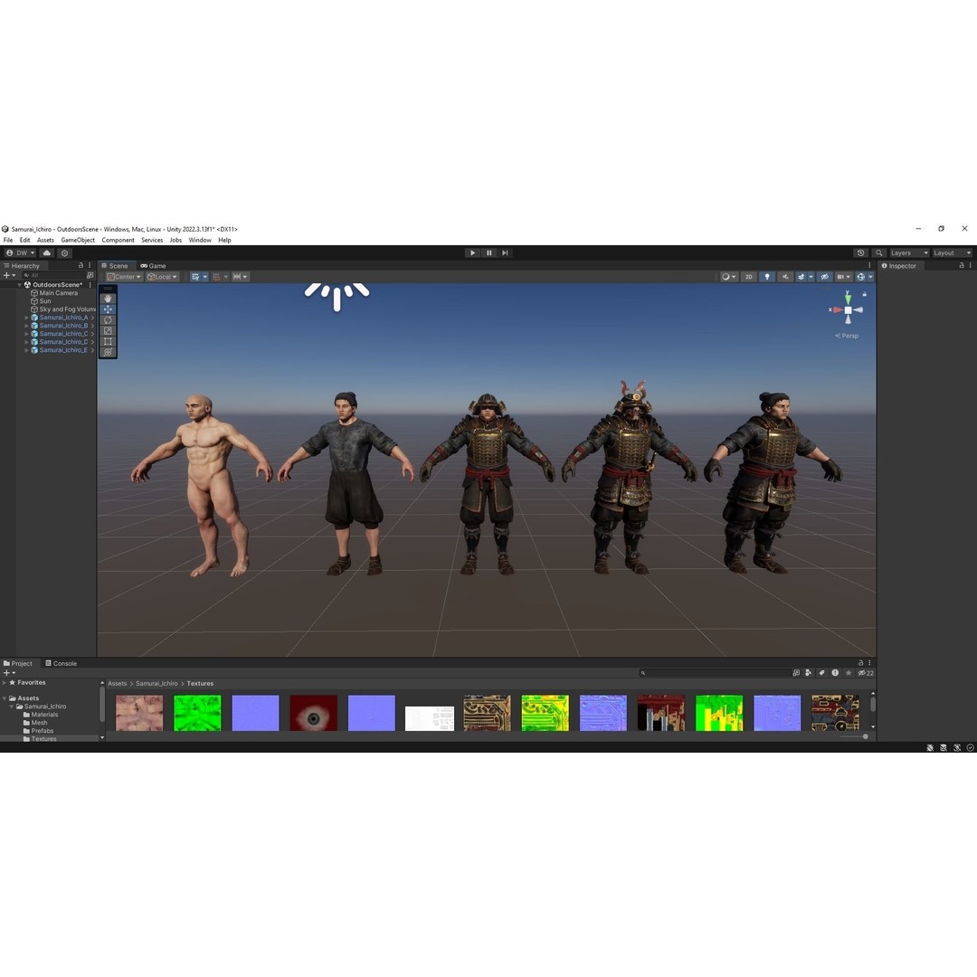 Samurai Ichiro 3D Model – Low Poly Character with Customizable Features, FBX - View 21