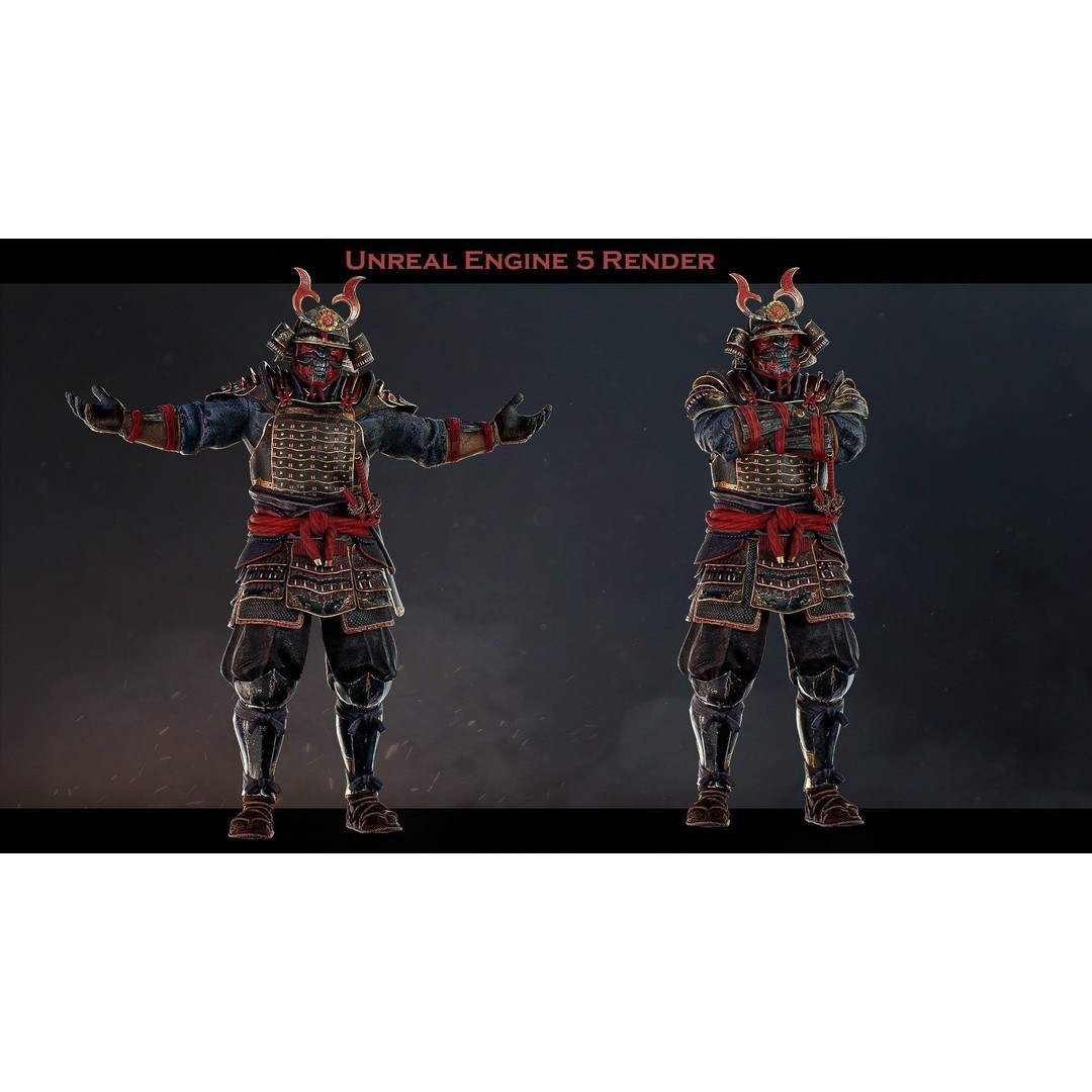 Samurai Ichiro 3D Model – Low Poly Character with Customizable Features, FBX - View 3