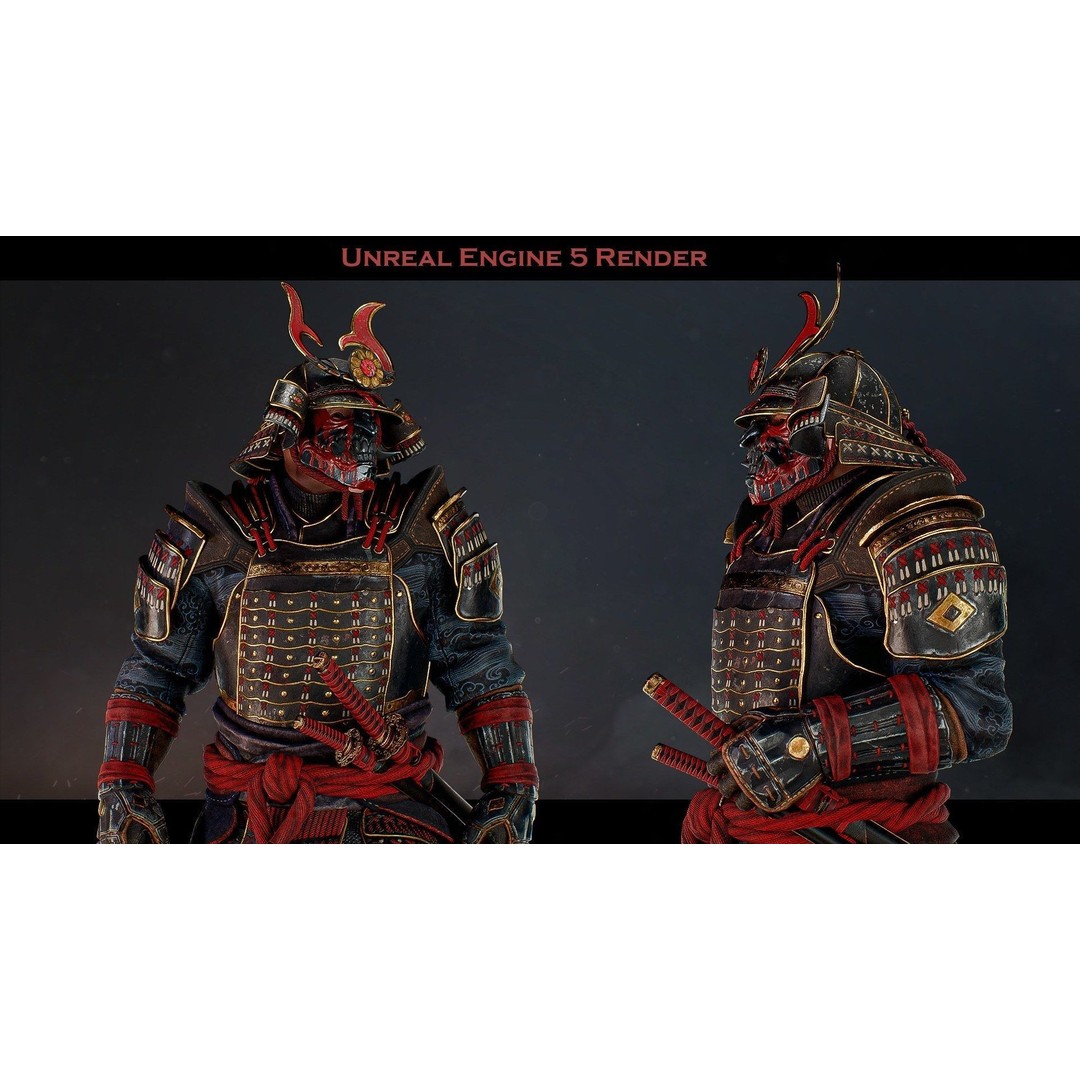 Samurai Ichiro 3D Model – Low Poly Character with Customizable Features, FBX - View 4