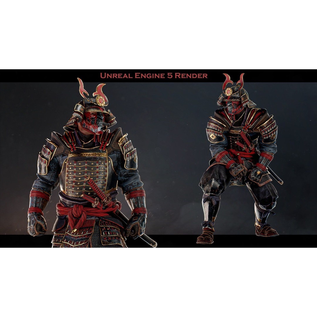 Samurai Ichiro 3D Model – Low Poly Character with Customizable Features, FBX - View 5