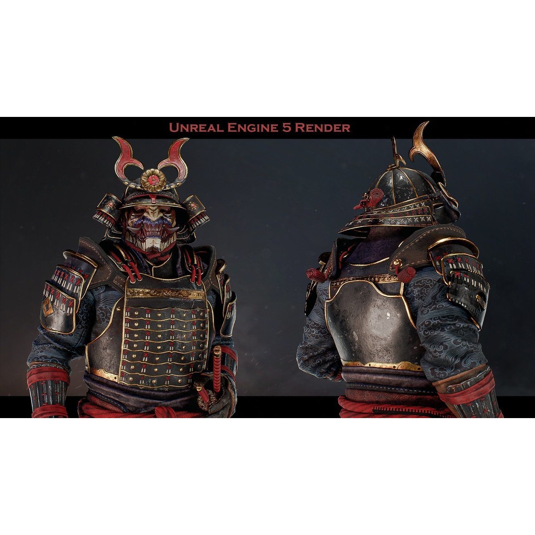 Samurai Ichiro 3D Model – Low Poly Character with Customizable Features, FBX - View 6