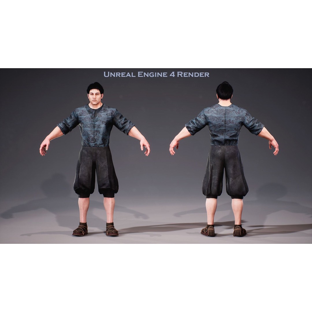 Samurai Ichiro 3D Model – Low Poly Character with Customizable Features, FBX - View 7