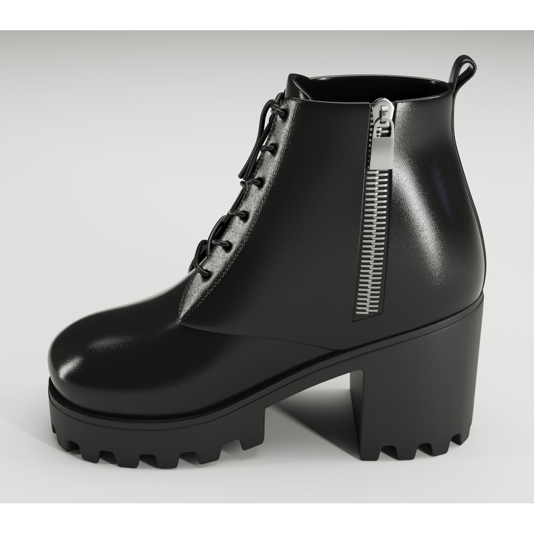 Chunky Leather and Suede Combat Boots 3D Model – Low Poly Game Asset, FBX