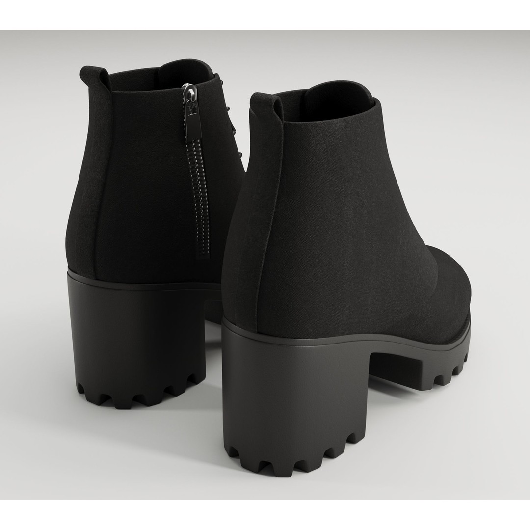 Chunky Leather and Suede Combat Boots 3D Model – Low Poly Game Asset, FBX - View 12