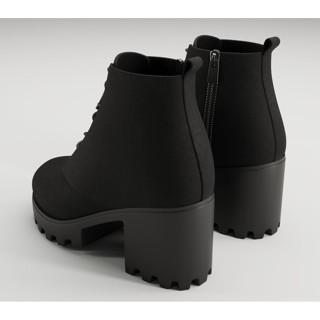Chunky Leather and Suede Combat Boots 3D Model – Low Poly Game Asset, FBX - View 18