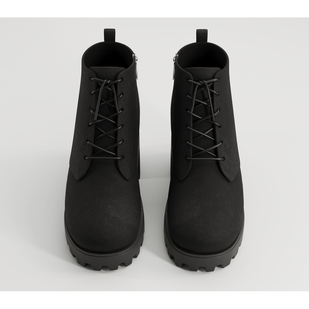 Chunky Leather and Suede Combat Boots 3D Model – Low Poly Game Asset, FBX - View 26